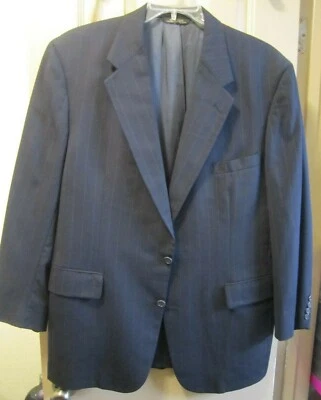 SZ 42R TOM JAMES EXECUTIVE MENS 2 BTN NAVY W/ GRAY STRIPE SUIT JACKET BLAZER GUC - Image 1 of 4