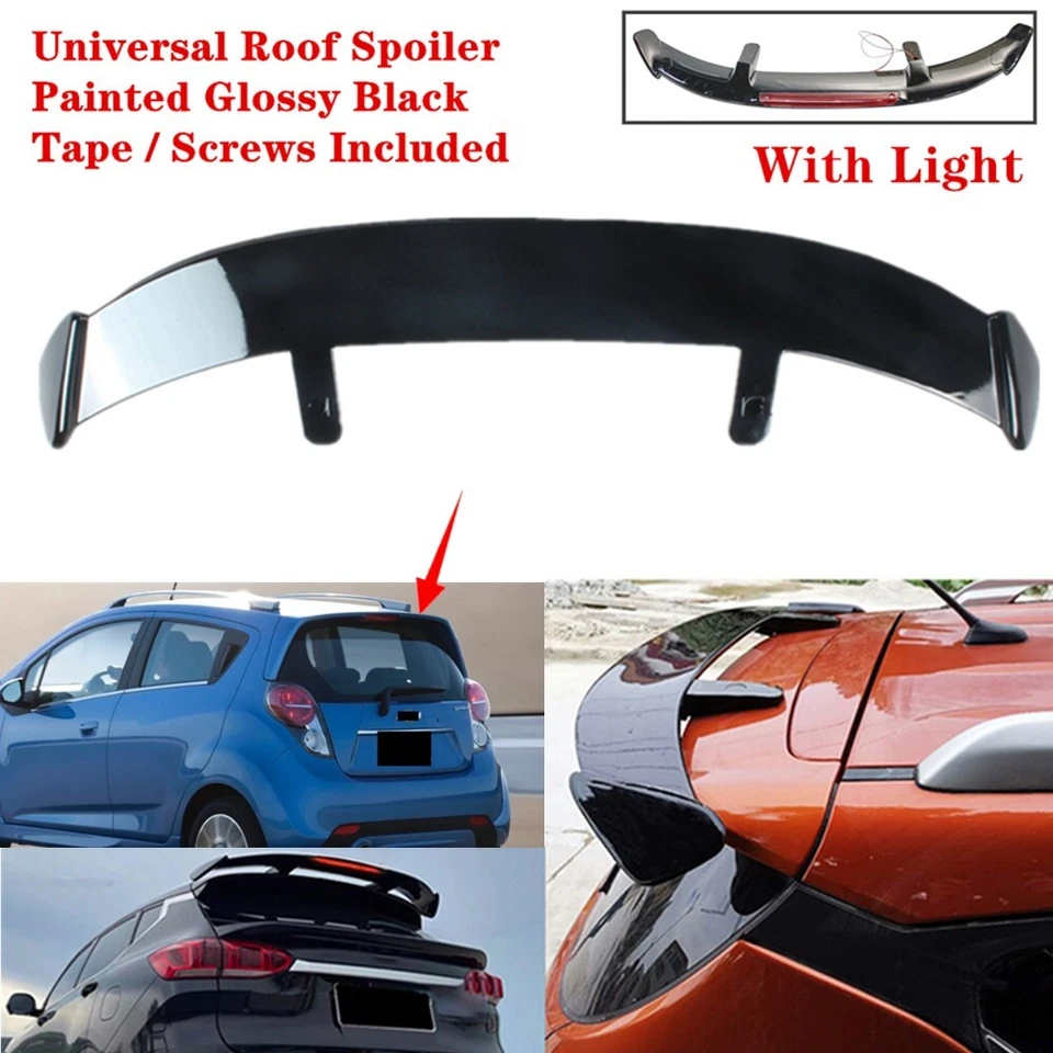 Universal Fit For Chevrolet Spark 13-16 Rear Roof Spoiler Wing Black W/ Light Foto 1 de 4
