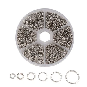 1600 ps Different Sizes Iron Jump Rings Metal Connectors Platinum 4 DIY Jewelry  - Picture 1 of 4