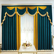 high-grade peacock blue velvet cloth blackout curtain tulle valance drape C1243