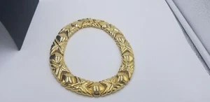 Vintage Signed Givenchy Thick Geometric Design Gold Tone Choker 1" Wide Heavy - Picture 1 of 9