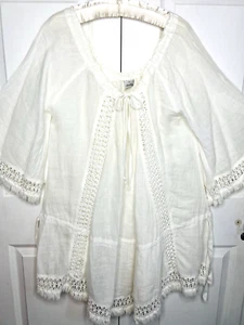 Sunday Made In France Tunic Top Coverup Pink Tie Dye 3/4 Bell Sleeve Linen XL + - Picture 1 of 12