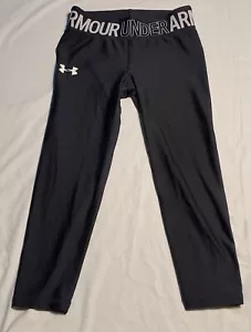 Under Armour Youth Crop Leggings Black Fitted No size tag  - Picture 1 of 6