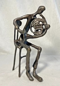 MCM Brutalist BRONZE FRENCH HORN Musiker Skulptur Kim Bernard KIM B - Bild 1 von 9