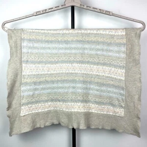 Ralph Lauren Baby Infant Gray Light Blue Striped Knit Cotton Blend Blanket - Picture 1 of 8