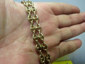 L@@K 14K Yellow GOLD ROPE Coffee Bean link CHAIN NECKLACE 18" teen - Picture 1 of 14