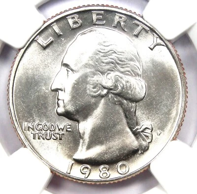 1980-P Washington Quarter 25C - Certified NGC MS68 - RARE Grade - Top Pop 6/0 - Image 1 of 4