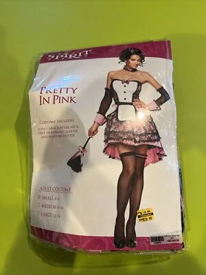 New Sexy Burlesque Pretty in Pink Maid Adult Womens Costume Small 4-6 Women's - Image 1 of 2