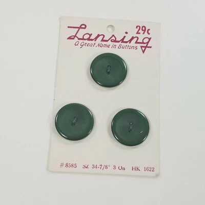 Vintage Lansing Two Holes Flat Buttons New Old Stock Dark Green 7/8" - Image 1 of 3