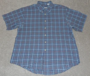 Camicia uomo manica corta IZOD XL cotone blu a quadri - Foto 1 di 8
