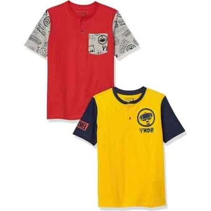 Spotted Zebra Marvel Boys Short-Sleeve Henley Shirts, Pack of 2, Large (10) - Picture 1 of 9