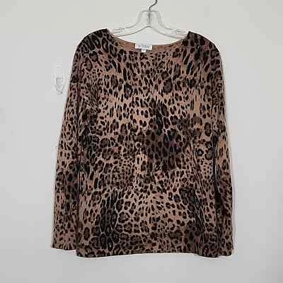 Suéter Kinross Cachemir Estampado Leopardo Cuello Redondo Talla L Foto 1 de 4