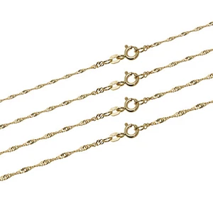 Singapur Halskette 585 Gelbgold 14 Karat Singapurkette Collier Damen Kinder - Picture 1 of 8