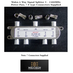 6 Way F Type Screw Connector Virgin Sky BOX Satellite TV AERIAL SPLITTER Digital - Picture 1 of 3