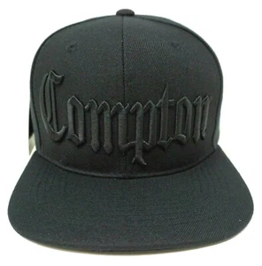COMPTON Snapback Hat South Central Los Angeles City Cap Men's OSFM Black NWT - Picture 1 of 6