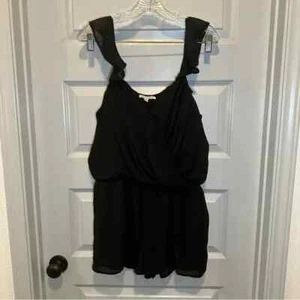 Lucca Couture Black Flutter Sleeve Chiffon V Neck Romper size L - Picture 1 of 11