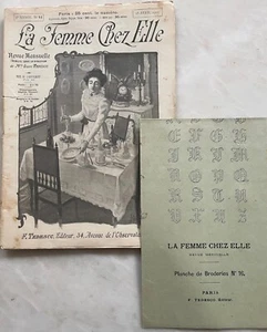 La Femme Chez Elle n° 16 du 15 Avril 1900 revue couture et sa planche broderie - Foto 1 di 5
