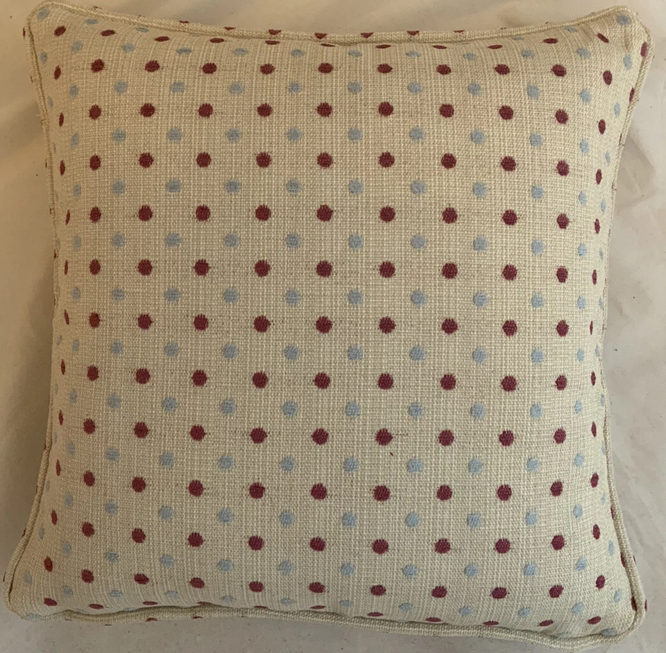A 16 Inch cushion cover in Next Duck Egg / cranberry Spot Fabric - Image 1 of 1