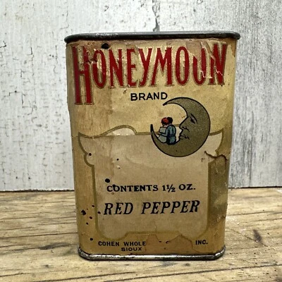 Vintage Honeymoon Spice Tin - Red Pepper -Cohen Wholesale Sioux City Advertising - Image 1 of 4