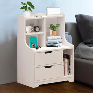 Bedroom Multifunctional Bedside Table Storage Cabinet Nightstand with 2 Drawers - Picture 1 of 12