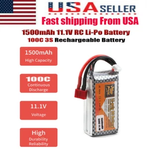 100C 11.1V 1500mAh LiPo Battery 3S Deans T Plug for RC Car Airplane Helicopter - Picture 1 of 8