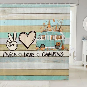 Rustic Farmhouse Bathroom CurtainCamping Shower Curtain Kids Boys Girls Bathr... - Picture 1 of 7