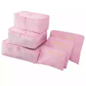 6-Piece Pink Travel Storage Bag Set – Chic, Portable Packing Cubes ✨FREE SHIP - Picture 1 of 2