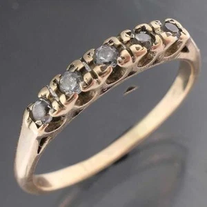 Original 1950's Solid 9k Yellow GOLD 5 White SPINEL ETERNITY RING Sz O 1/2 - Picture 1 of 6