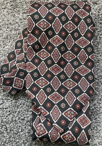 Corbata Para Hombre Negra Borgoña Multi Geométrica Poliéster Estampado Vintage 3.75" Ancho - Imagen 1 de 3