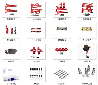 Aluminum Upgrade parts Red Fit For MJX 1/14 14210 14209 Rc car Replacement Parts - Image 1 of 4