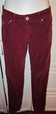 Pantalones de mezclilla Amatista Juniors 3 pana Y2K rojo vino lentejuelas estrás botón Foto 1 de 4