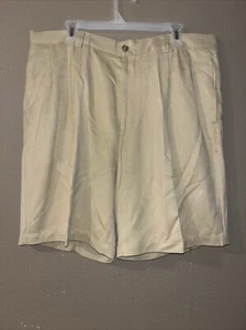 Tommy Bahama 100% Silk Mens Shorts Size 38 Beige Pleated Front A10 See Pics - Picture 1 of 4