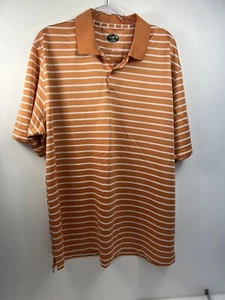 Arnold Palmer Golf Polo Shirt Men's Size XXL Orange & White Stripe Short Sleeve - Picture 1 of 7