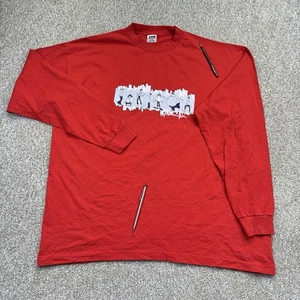 VINTAGE Platinum FUBU Graphic T Shirt Mens Size 2XL Red Long Sleeve * - Picture 1 of 12