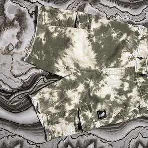 Abercrombie Kids Green Tie Dye Drawstring Cargo Shorts Size 15/16 - Picture 1 of 8