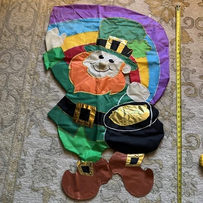 Large Saint Patrick Decorative House Flag with appliqued Leprechaun - Image 1 of 4