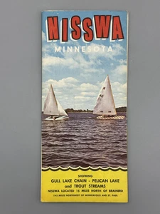 Folleto de viaje c 1960 NISSWA MINNESOTA MAPA GULL LAKE Brainerd - Imagen 1 de 8
