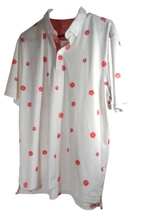 Johnnie-O Performance  WhiteW/Pink  Polo Golf Shirt Men’s Size L - Picture 1 of 5