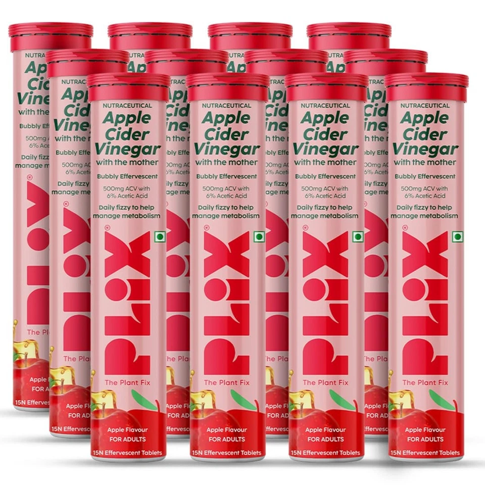 PLIX - THE PLANT FIX Apple Cider Vinegar Effervescent Tablet Pack of 4