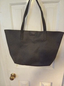 Guess Womens Gray Monogram Print Shoulder Strap Large Tote Bag - Picture 1 of 5