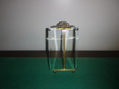 ANCIEN CADRE PORTE PHOTO LAITON ET VERRE BISEAUTÉ  NAPOLÉON III NOEUD RUBAN - Photo 1/4