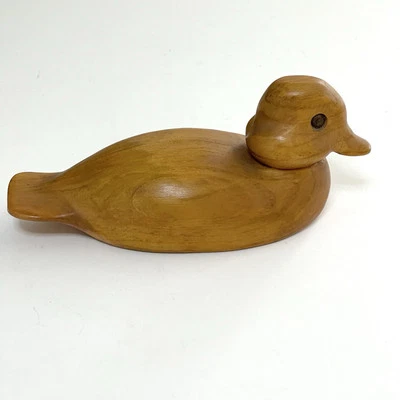 Vtg Hand Carved Wood Decoy Duck “Bufflehead” signed John Reid  - Image 1 of 4