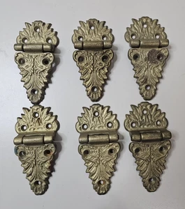 Lot of 6 Vintage Ornate 1/2" Offset Hinges Hardware Cast Cabinet Victorian - Picture 1 of 6