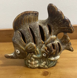 Tealight Candle Holder Ceramic Fish Figurine 7-3/4” x 3-1/4” x 6-1/4”. EUC - Picture 1 of 8