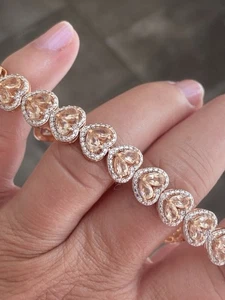 NYC II 18K Rose Vermeil Sterling Morganite & White Zircon Heart Bracelet - Picture 1 of 7