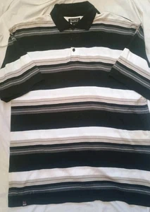 Vintage 90s Y2K SOLO Striped Black White Rave Skate Semore Polo Shirt Mens 3XL - Picture 1 of 8