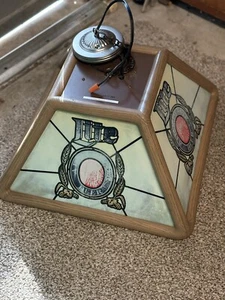 SWEET VINTAGE 1984 MILLER LITE BEER STAINED GLASS LOOK CEILING LIGHT UP SIGN - Picture 1 of 6