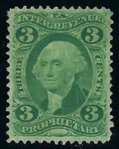 Immaculate Rare 1862 Washington US Inter Rev Proprietary 3 Cents Stamp Mint/XFS - Picture 1 of 2