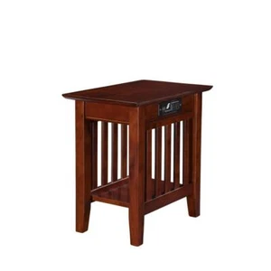 Atlantic Furniture Side Table AC/USB Charging Station Solid Wood 9 ft. Cord - Picture 1 of 5