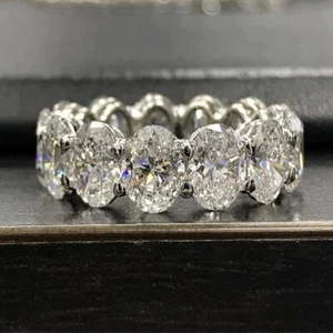 Lab-Created Oval Cut 3.60 Ct Diamond Engagement Band Ring 925 Sterling Silver - Picture 1 of 3